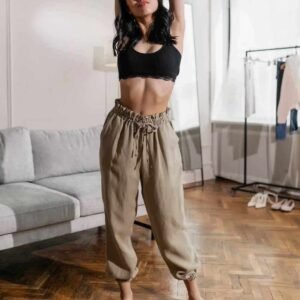 High Waist Cotton Trousers
